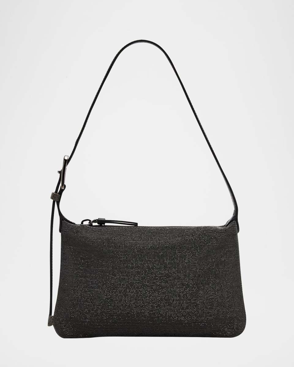 Monili Zip Leather Shoulder Bag